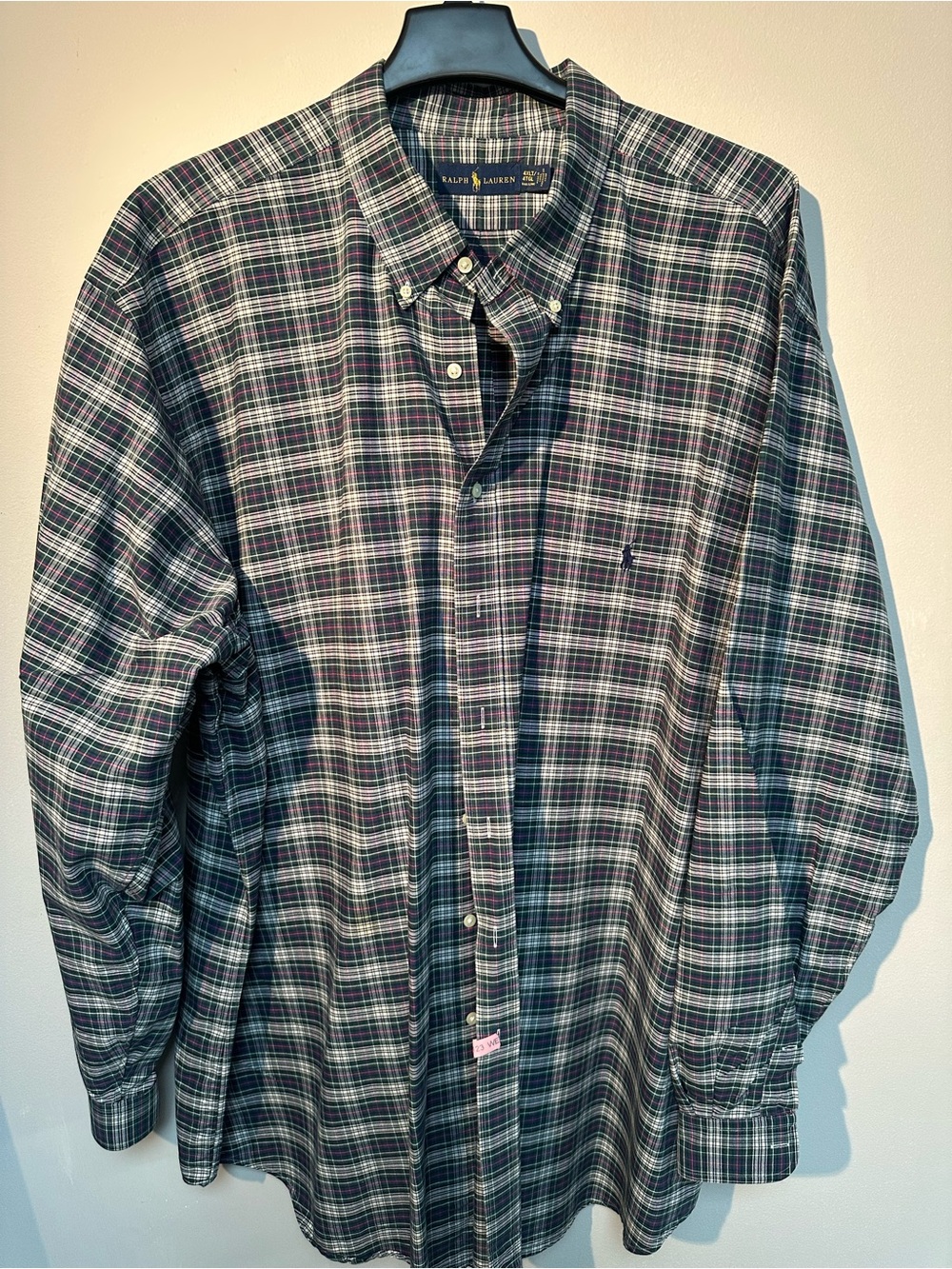 Ralph Lauren Navy and Green Plaid Button-Down Shirt